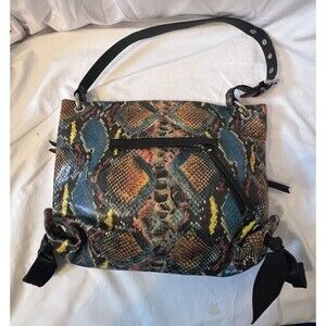 Chez Fine Leather Goods‎ By Cheryl Snake Print Shoulder Bag Multicolor